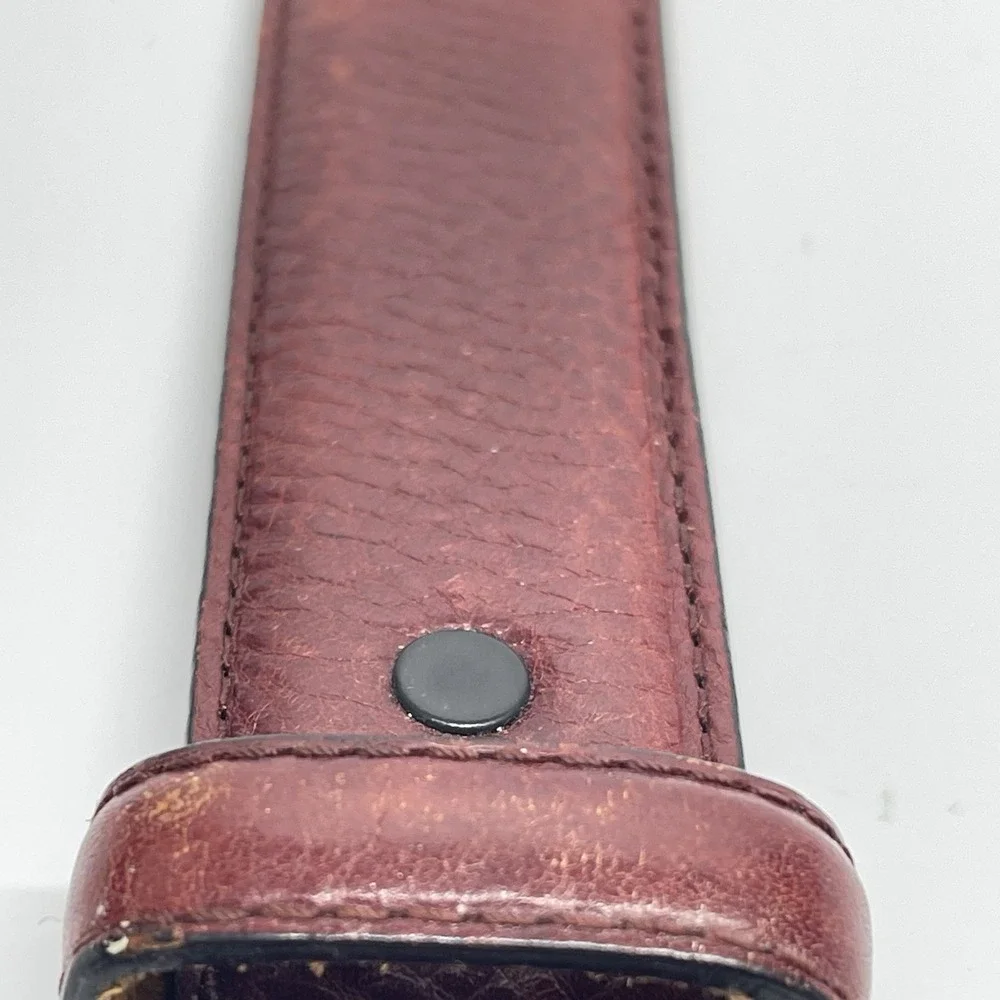 Vintage 1992 Tony Lama Leather Belt 38 Model 7609L Burgundy Silver Buckle READ